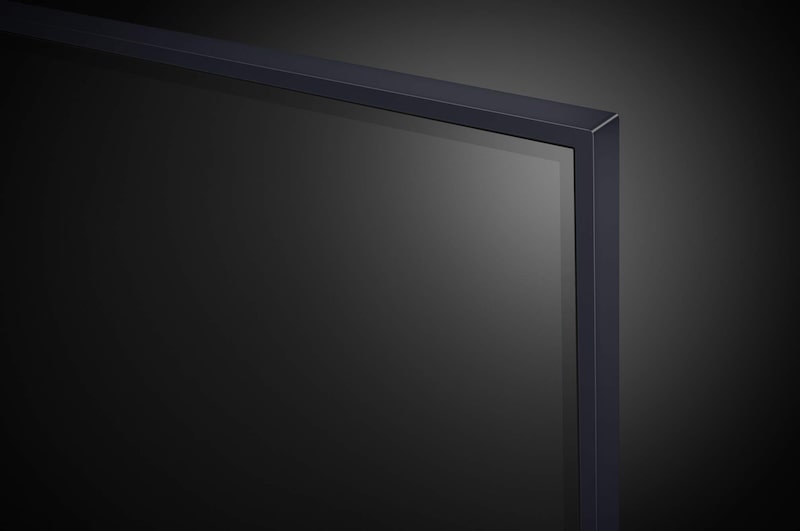 Imagem aproximada da borda superior da LG UHD TV, UT91