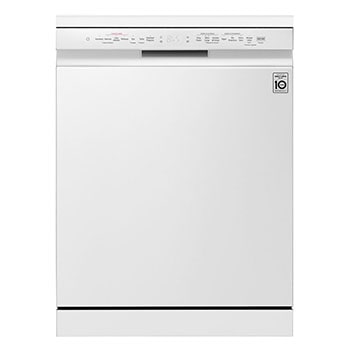 Vista frontal de Máquina de Lavar Loiça LG cor branca com Classe Energética A, QuadWash<sup>TM</sup> e TrueSteam<sup>TM</sup> DF273FWS