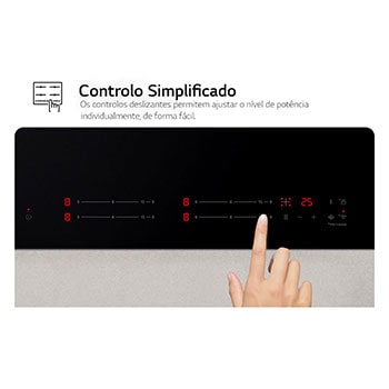 Toque no painel da placa de indução