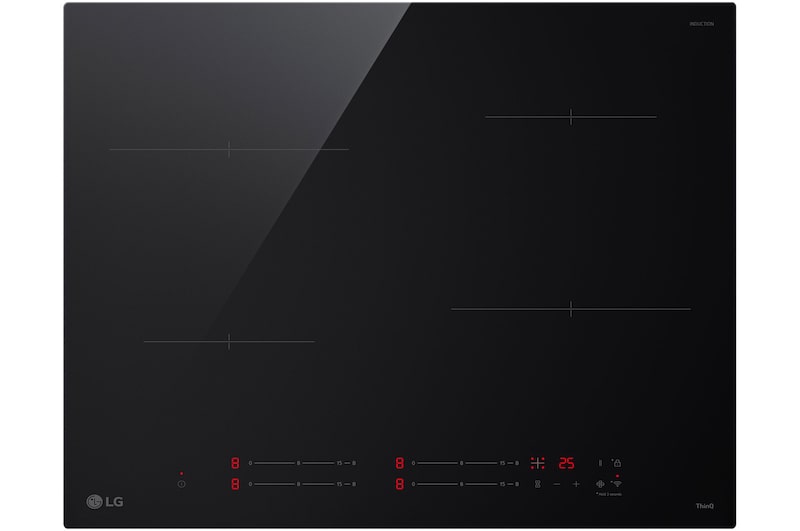 Vista frontal da placa de indução LG 59cm preta CI5Z2423BN