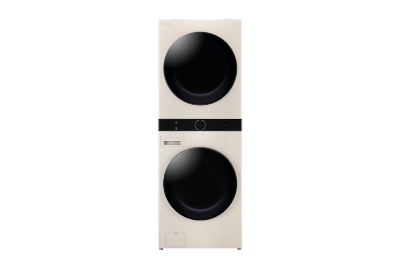 Vista frontal de Máquina de Lavar e Secar LG WashTower Bege WT1210EEF