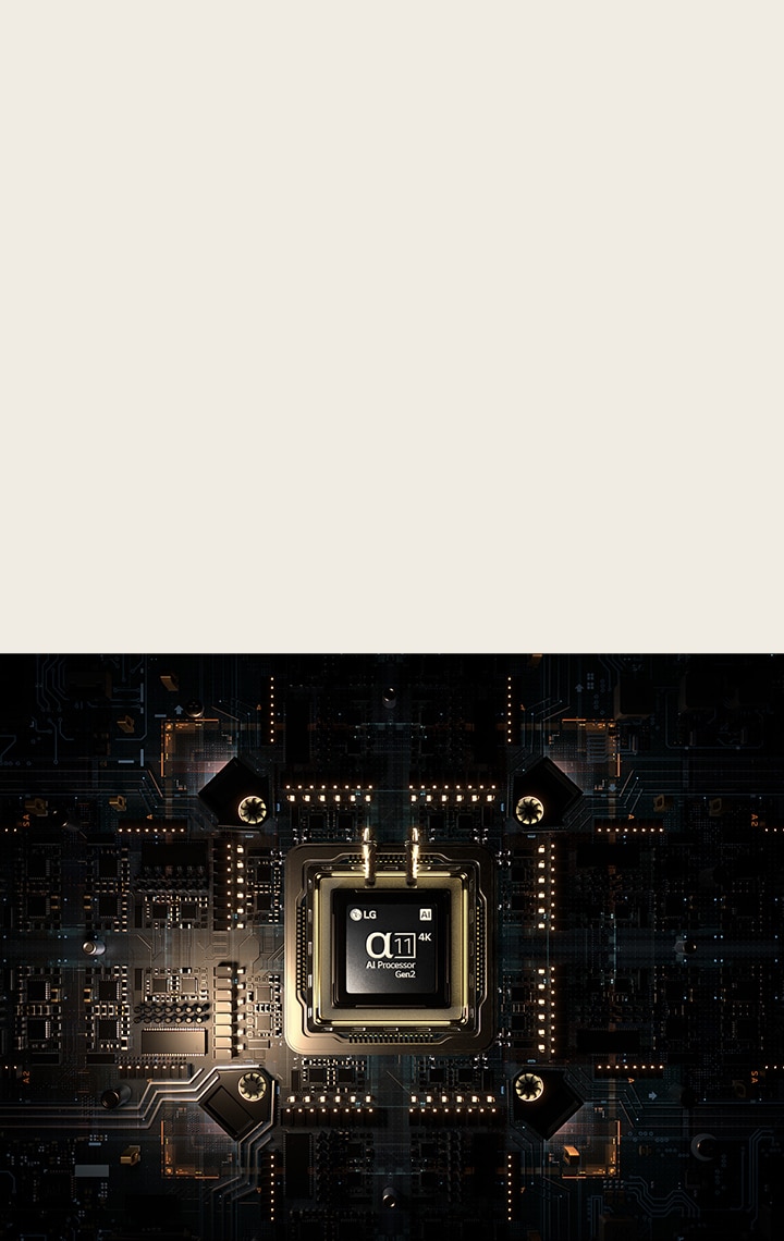 O processador alpha 11 AI de 2.ª geração encontra-se numa placa de circuitos de aspeto avançado.