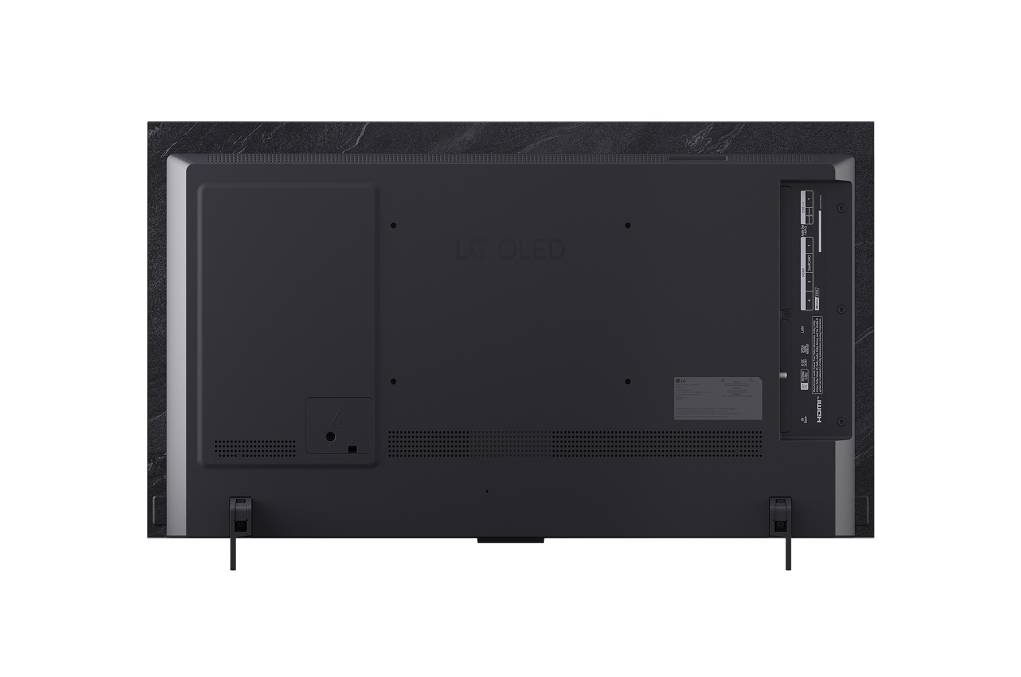 Vista traseira da Smart TV LG OLED evo AI C5 4K.