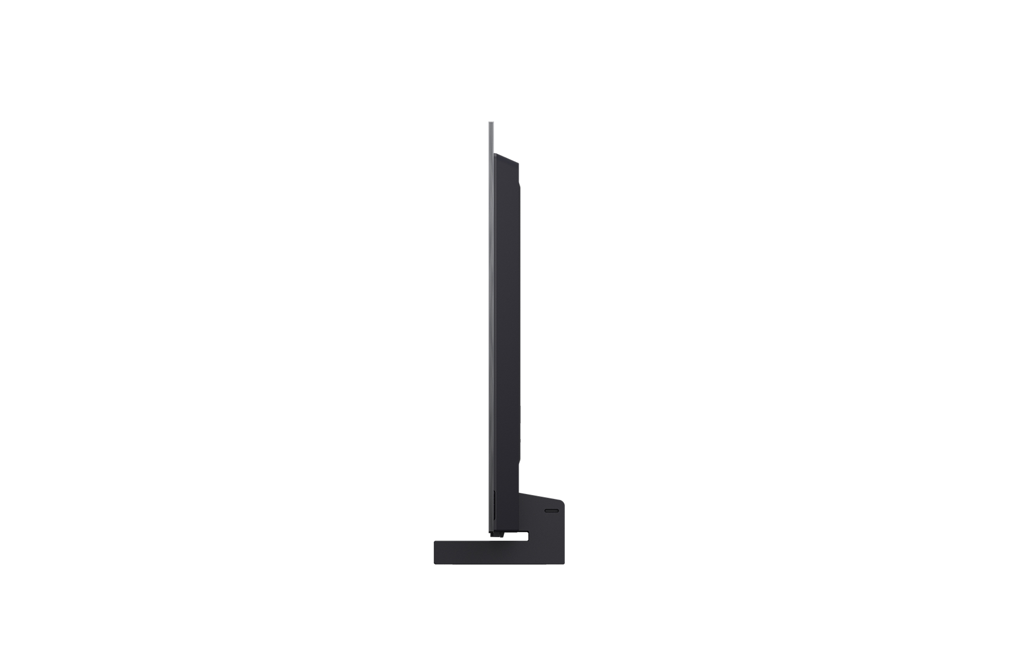 Vista lateral da Smart TV LG OLED evo AI C5 4K.
