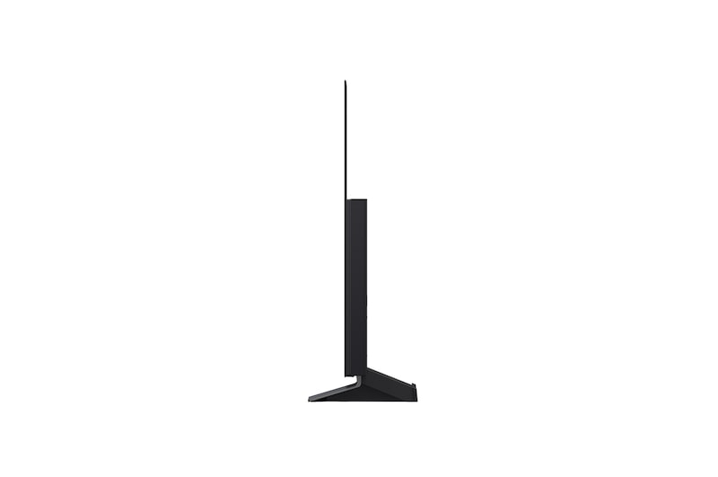 Vista lateral da Smart TV LG OLED evo AI C5 4K.