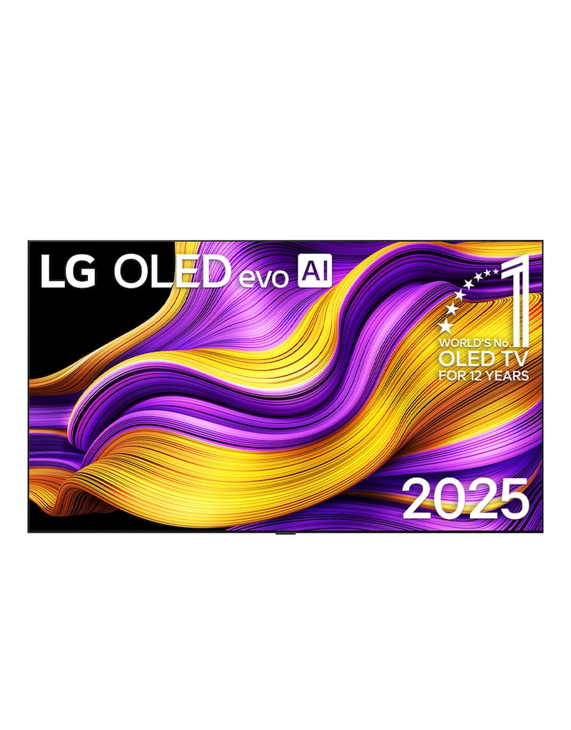 Vista frontal de LG OLED evo AI G5 4K Smart TV 2025 de 97 polegadas OLED97G54LW