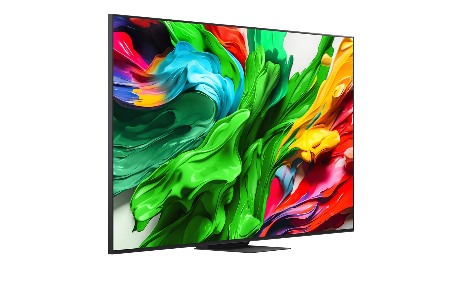 Vista lateral esquerda do televisor LG QNED evo QNED85 