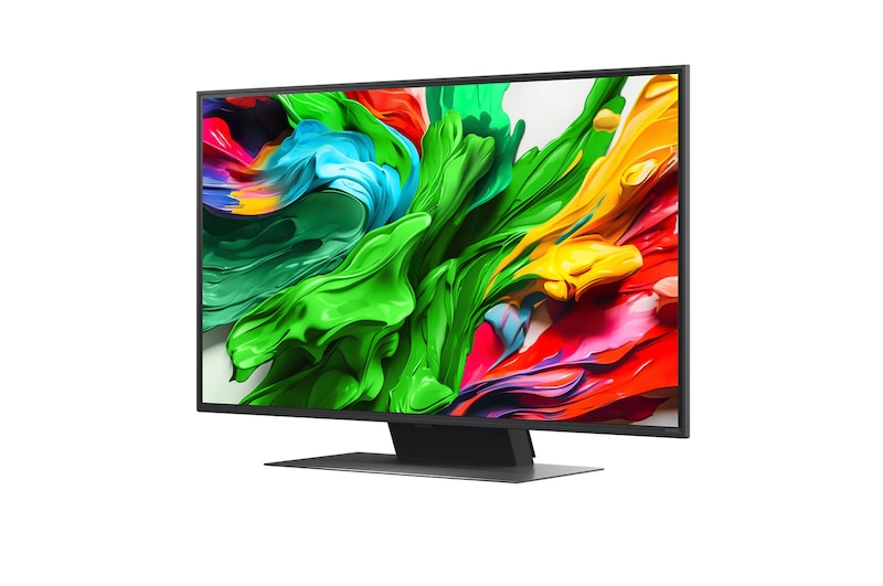 Flor holográfica 3D em muitos tons e matizes diferentes sobre um fundo preto. A definição e o detalhe da flor mostram a capacidade do MiniLED da QNED para produzir imagens com cores, brilho e contraste excecionais. O título fala sobre como o MiniLED melhora a nitidez e proporciona um contraste excecional.