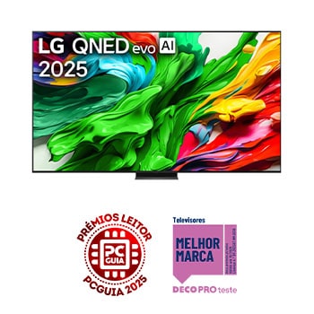 Vista frontal de Smart TV LG QNED evo AI QNED85 4k 2025 de 100" polegadas 100QNED86A6