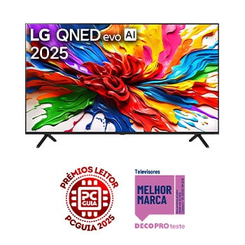 Vista frontal de Smart TV LG QNED evo AI QNED92 MiniLED 4K 2025 de 85 polegadas 85QNED92A6A