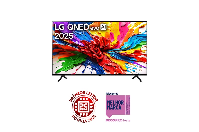 Vista frontal de Smart TV LG QNED evo AI QNED92 MiniLED 4K 2025 de 85 polegadas 85QNED92A6A