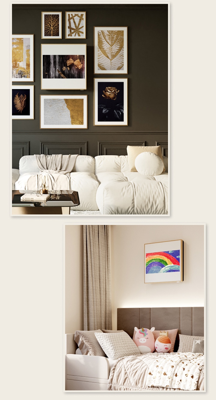 Turn appliance into art with a wood-framed 27-inch FHD display to showcase any masterpiece.