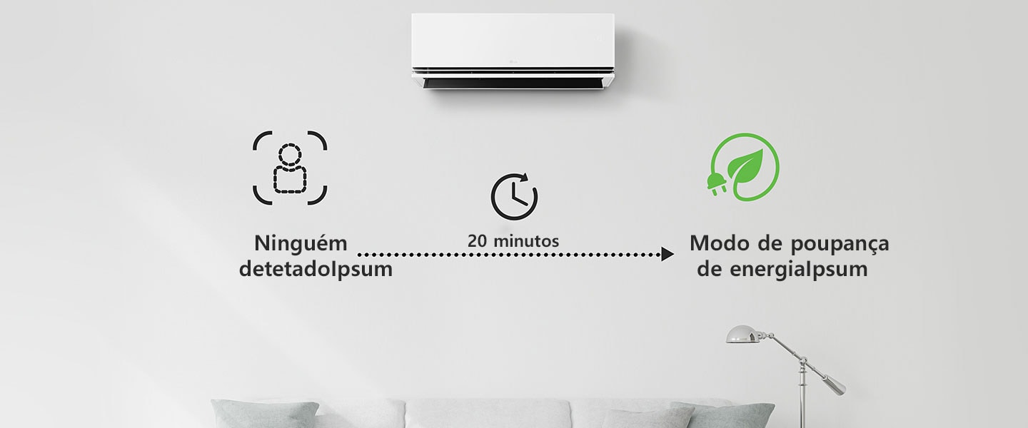 O modo de poupança de energia é ativado se ninguém estiver presente durante 20 minutos.