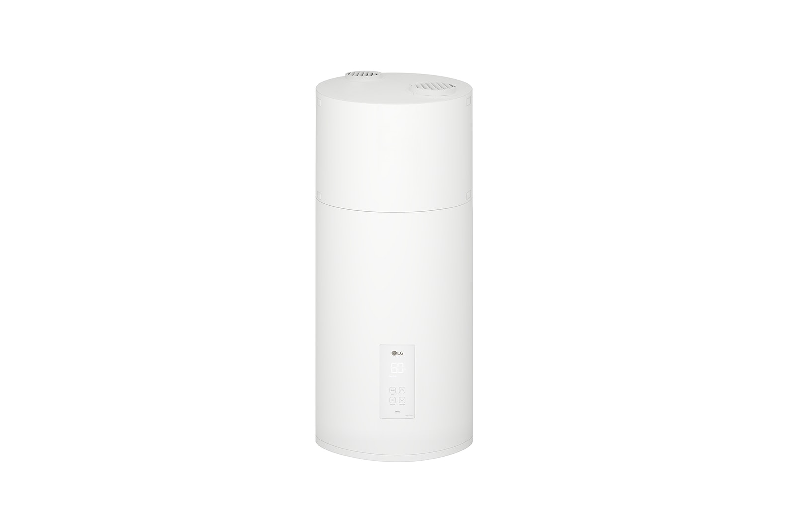 Vista superior da bomba de calor para aquecimento de água LG WH10ESF0.FA em branco essência com design wall-mounted.