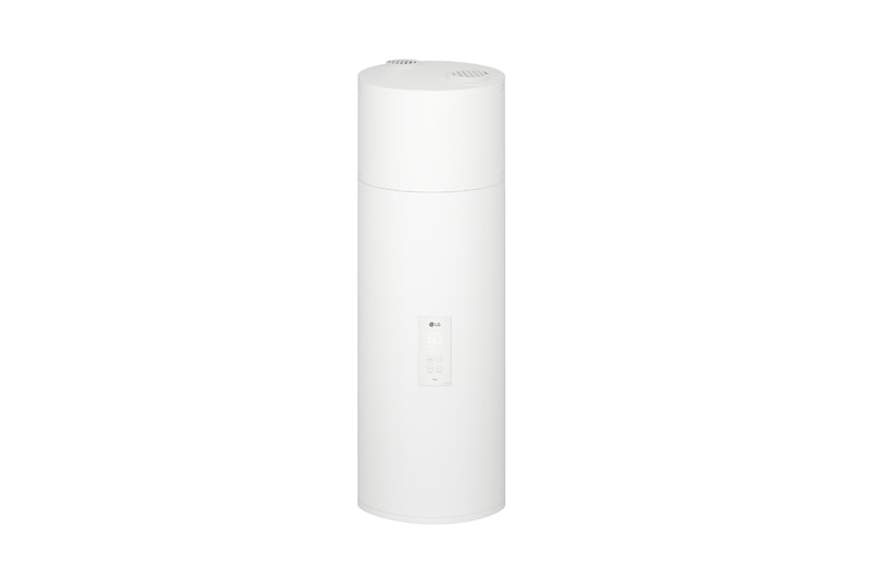 Vista superior da bomba de calor para aquecimento de água LG WH15ESF0.FA em branco essência com design wall-mounted.