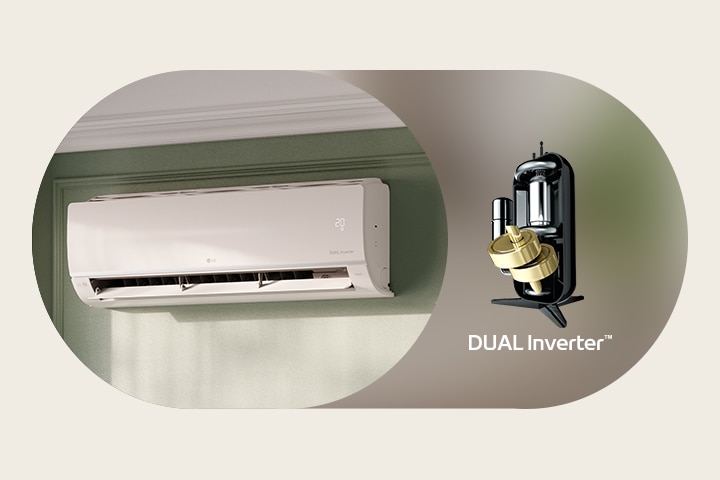 Existe o ar condicionado com a tecnologia DUAL Inverter da LG.