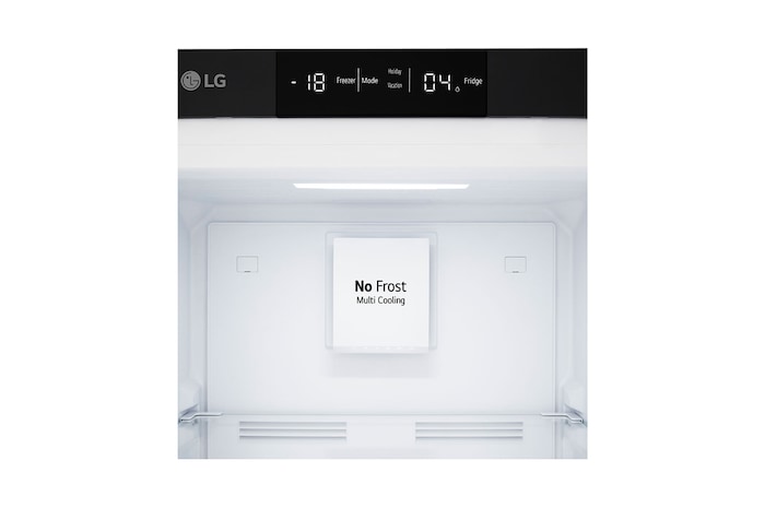 Vista detalhada da circulação de ar do Frigorífico Combinado de Encastre Branco com 233l, No Frost Total e Gaveta Para Vegetais Frescos