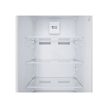 Vista detalhada do interior do Frigorífico Combinado de Encastre Branco com 233l, No Frost Total e Gaveta Para Vegetais Frescos