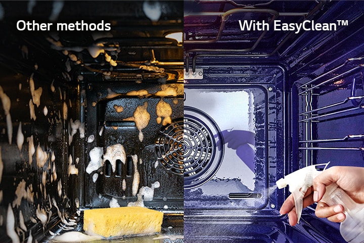 Vídeo do interior do forno a ser limpo facilmente com a função EasyClean