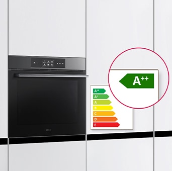 Imagem que mostra a classe A++ de consumo energético do forno.