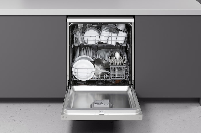 LG Máquina de lavar loiça | Prateado | Eficiência Energética D | Motor Direct Drive Inverter™ | QuadWash™ | EasyRack™, DF142FV