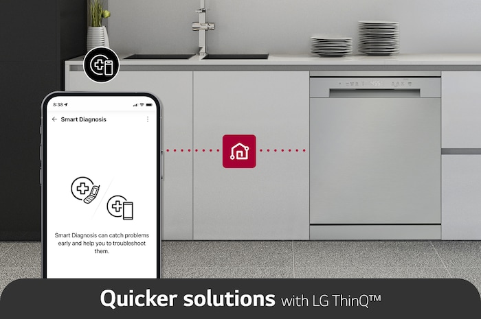 LG Máquina de lavar loiça | Prateado | Eficiência Energética D | Motor Direct Drive Inverter™ | QuadWash™ | EasyRack™, DF142FV