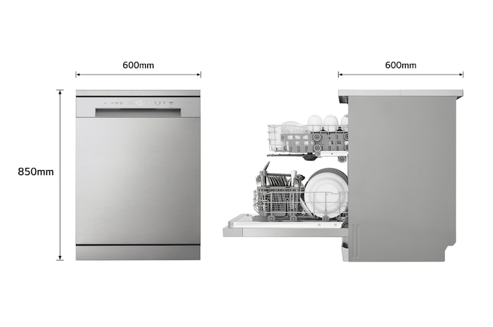 LG Máquina de lavar loiça | Prateado | Eficiência Energética D | Motor Direct Drive Inverter™ | QuadWash™ | EasyRack™, DF142FV