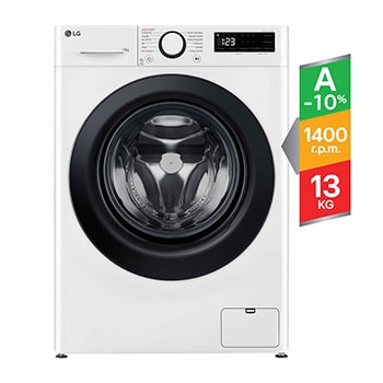 Vista frontal de Máquina de lavar roupa LG F4WR5013A6W, 13 kg, eficiência energética A-10%, 1400 r.p.m., AI DD™, Steam™, branco F4WR5013A6W
