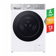Vista frontal de Máquina de lavar roupa LG F4WR9513A2W, 13 kg, eficiência energética A-20%, 1400 r.p.m., AI DD™, Steam&#43;™, TurboWash360™, ezDispense™, branco F4WR9513A2W