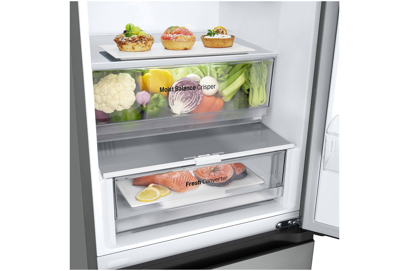 drawer view with food stored