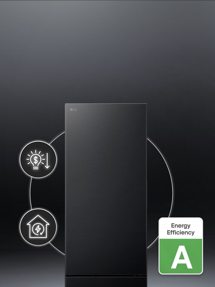 Frigorífico combinado LG com logo classe energética B ao lado