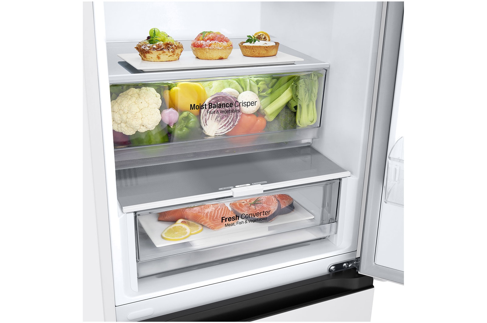drawer view with food stored
