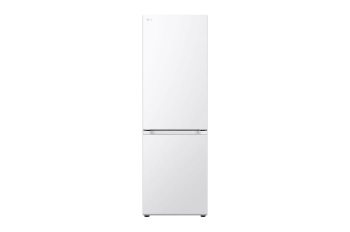 Vista frontal de Frigorífico combinado LG branco com 343l, classe energética E, LinearCooling™ e DoorCooling™, GBV3100ESW