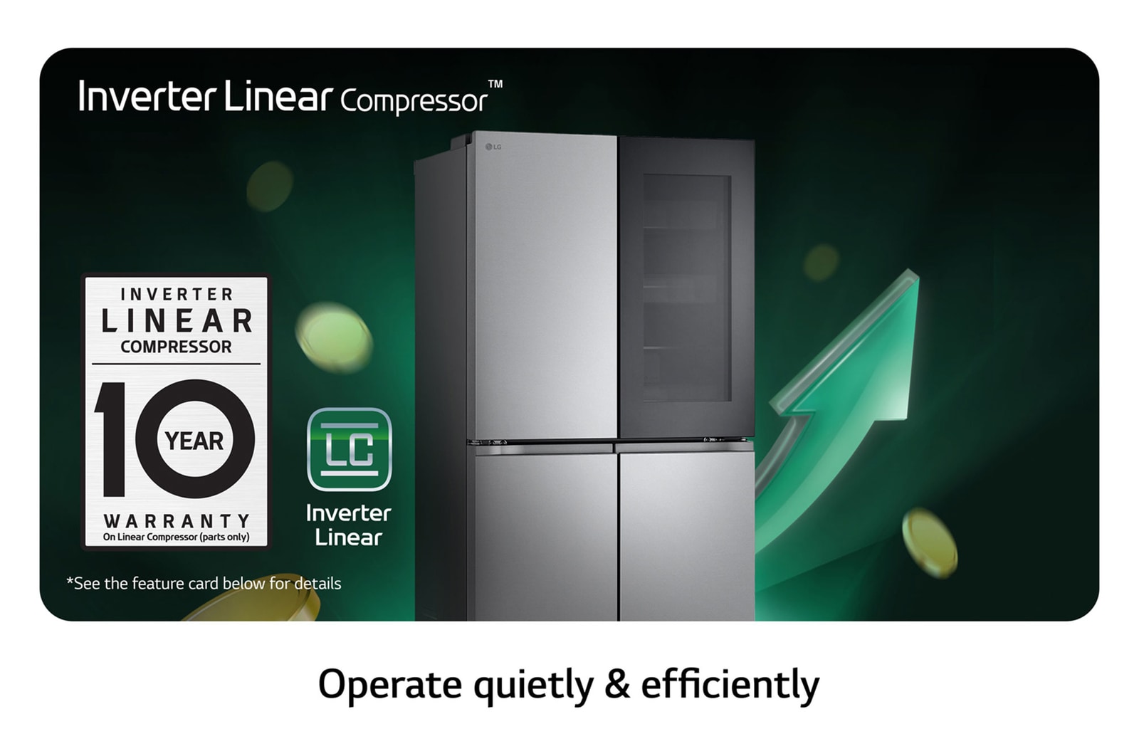 LG Frigorífico Americano de 4 Portas LG inox 666l com Eficiência Energética E, InstaView™ e Compressor Inverter Linear™, GMV960MBDE