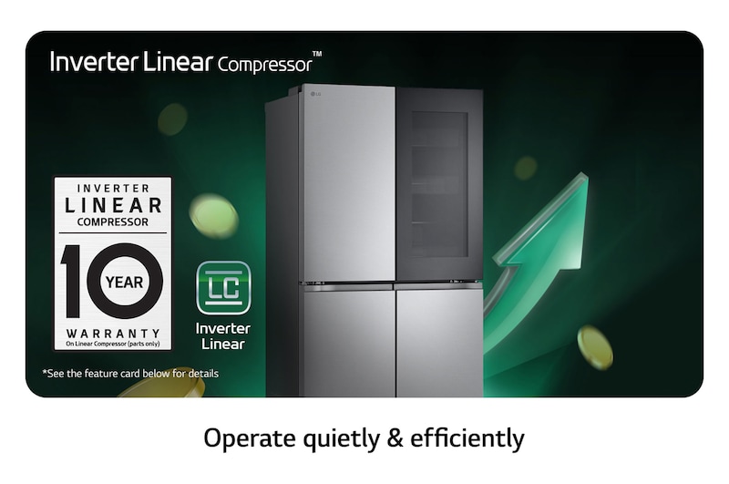 LG Frigorífico Americano de 4 Portas LG inox 666l com Eficiência Energética E, InstaView™ e Compressor Inverter Linear™, GMV960MBDE