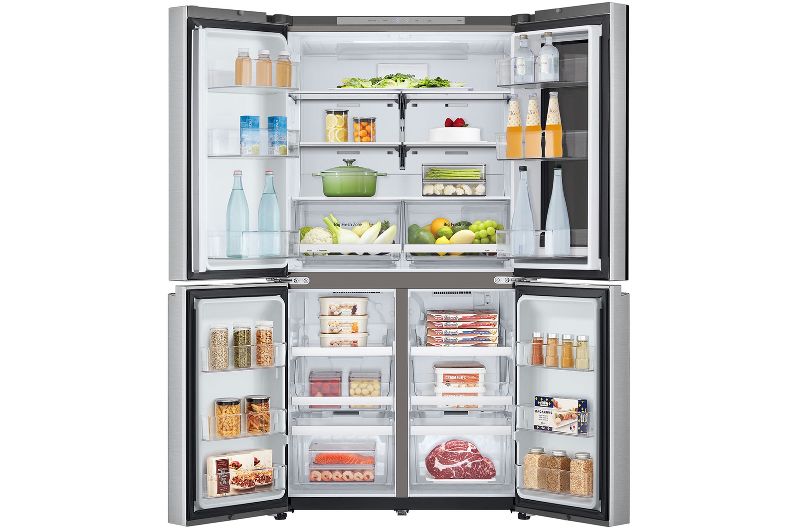 LG Frigorífico Americano de 4 Portas LG inox 666l com Eficiência Energética E, InstaView™ e Compressor Inverter Linear™, GMV960MBDE