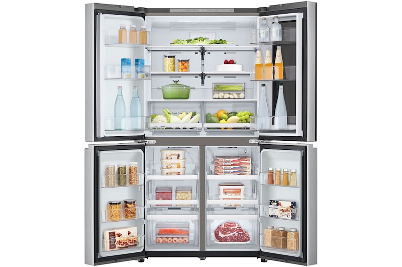 LG Frigorífico Americano de 4 Portas LG inox 666l com Eficiência Energética E, InstaView™ e Compressor Inverter Linear™, GMV960MBDE