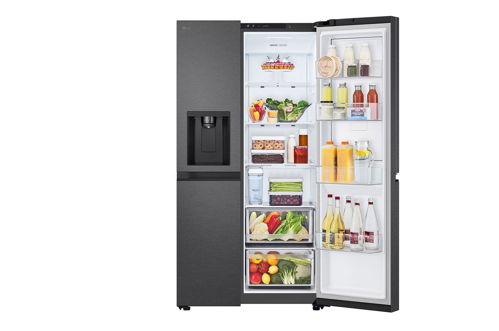 one side door open with food 