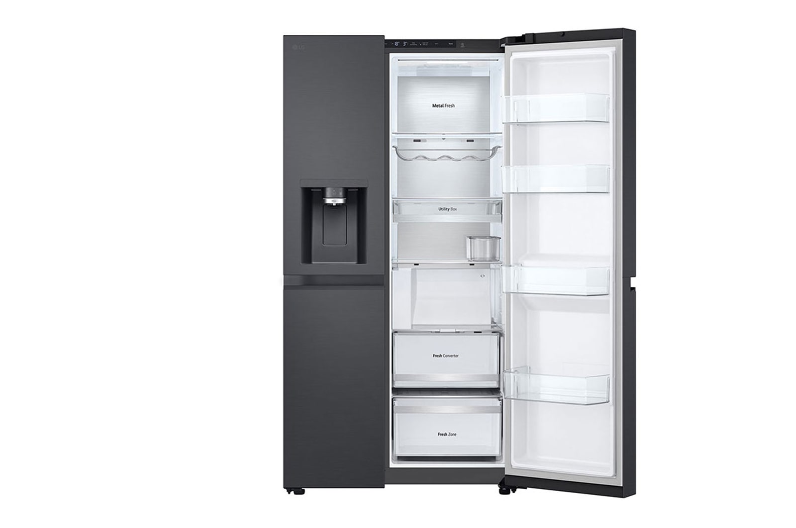 LG  Frigorífico Americano LG preto 628l com eficiência energética D, compressor Inverter Linear™ e dispensador de água e gelo com UVnano™ , GSLE81EPBD