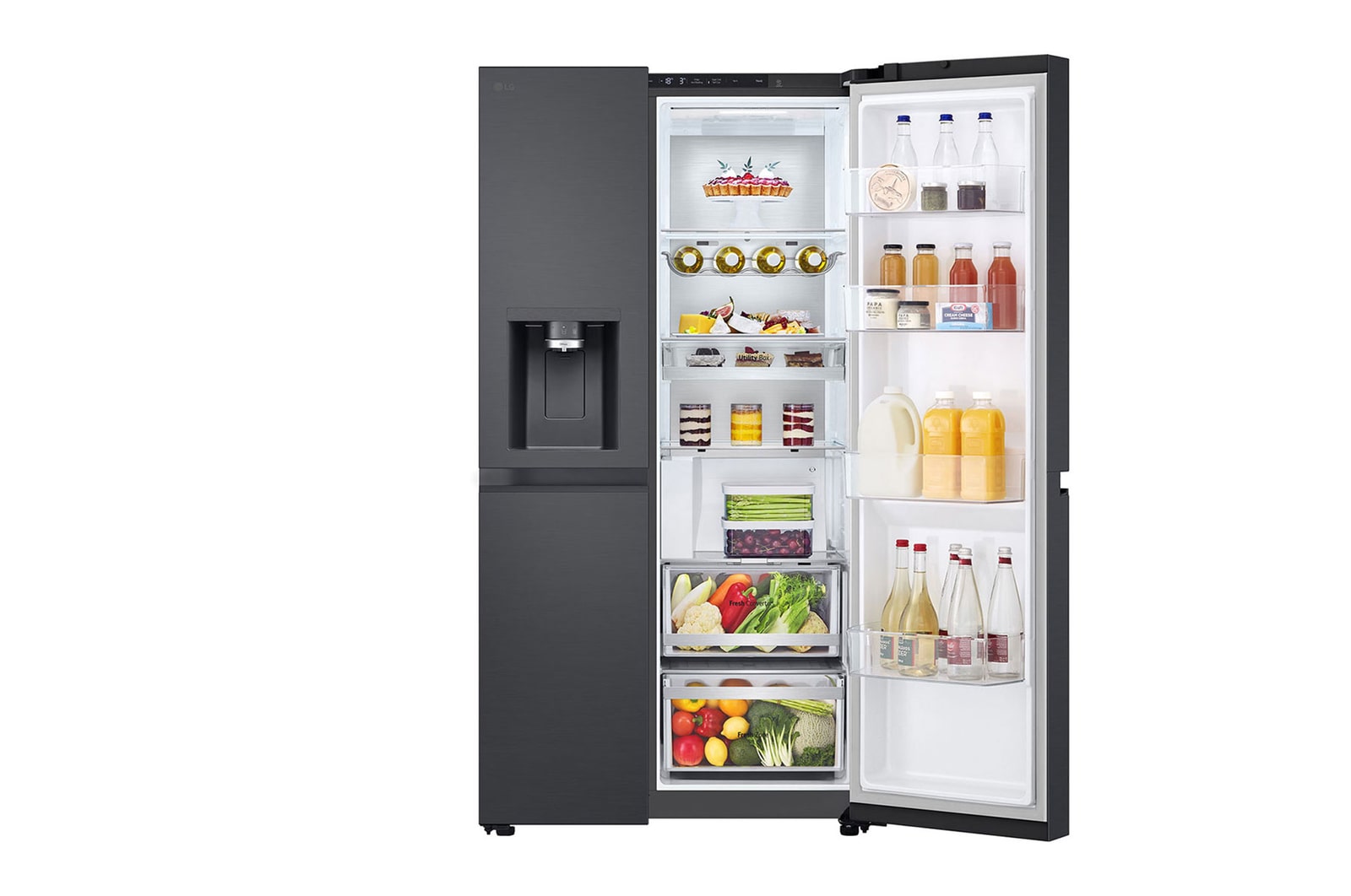 Front right side door open with food