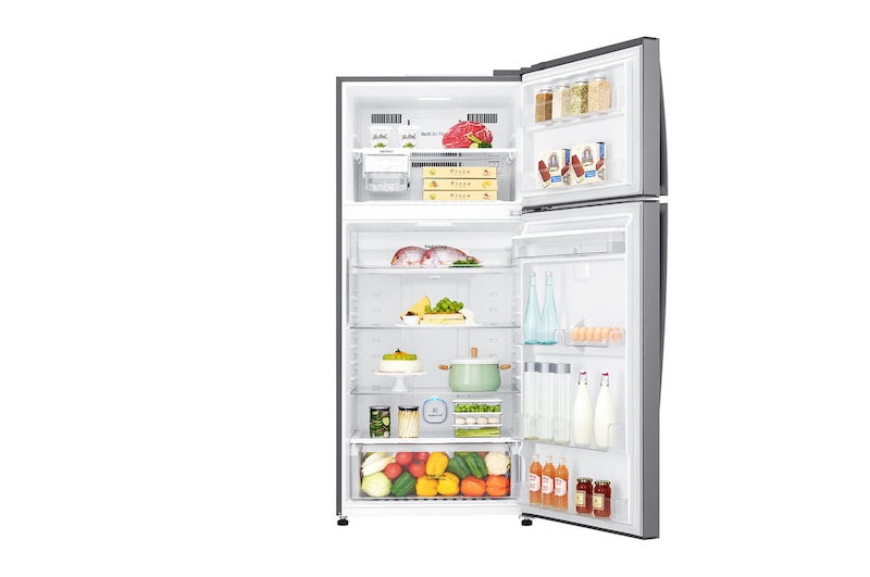 front with open door with food