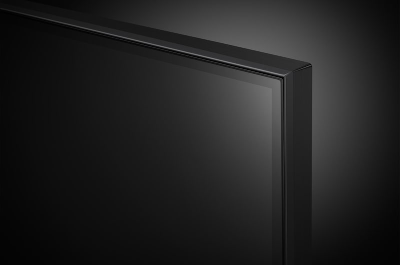 Imagem aproximada da borda superior da LG UHD TV, UT91