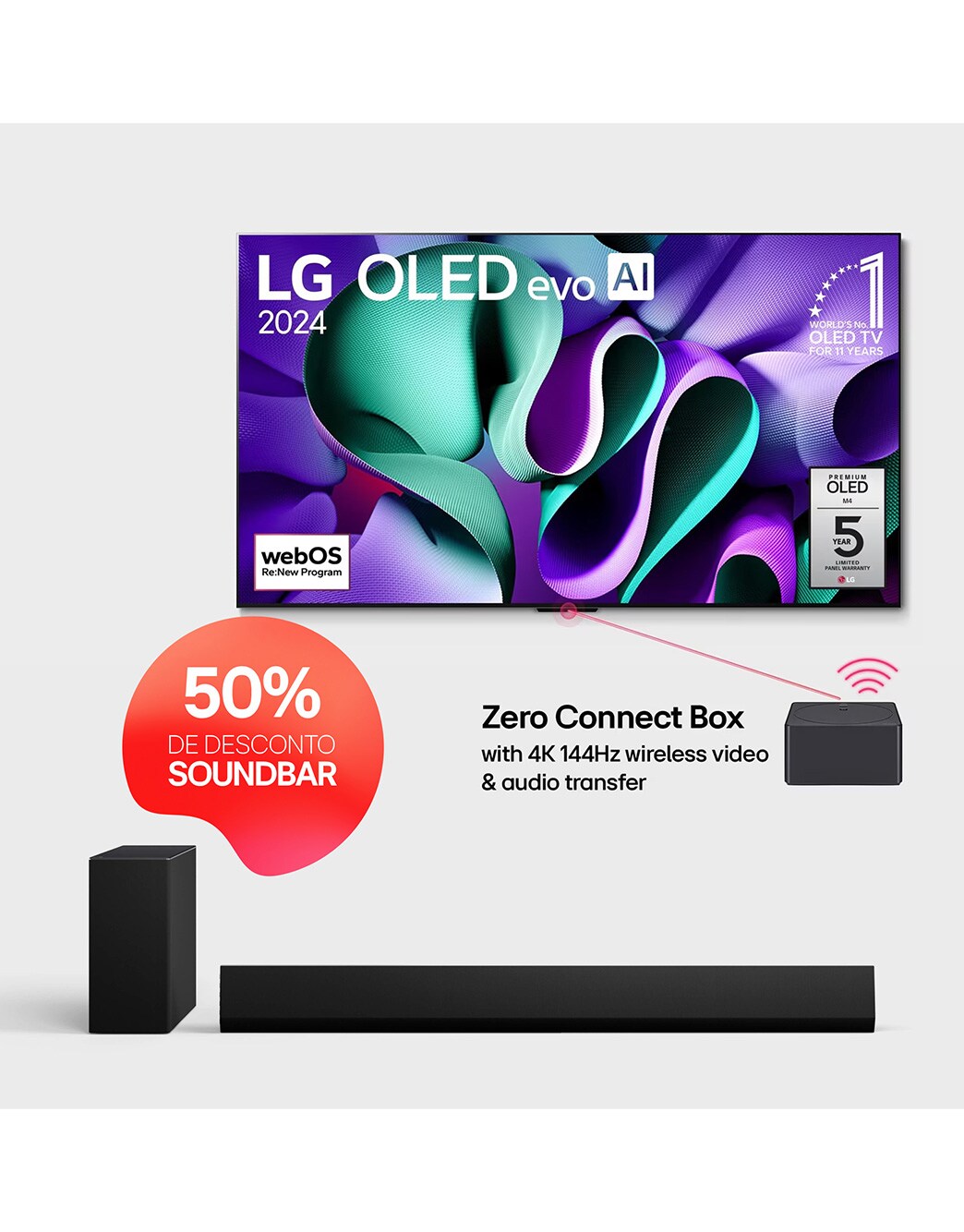 LG OLED evo AI M4 True Wireless TV de 77 polegadas + LG Soundbar Dolby ...
