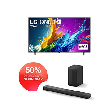 Imagem aproximada da borda superior da LG QNED TV, QNED80