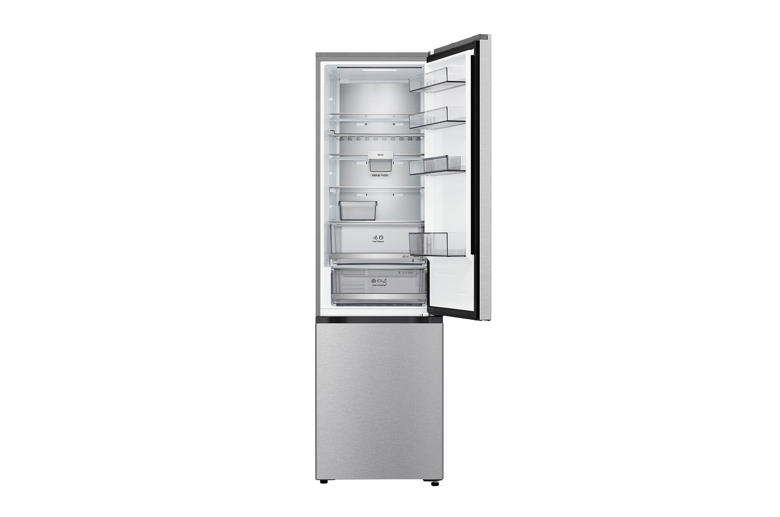 À esquerda, carne com -3 °C, no centro, peixe fresco com 0 °C e, à direita, queijo com 2 °C.