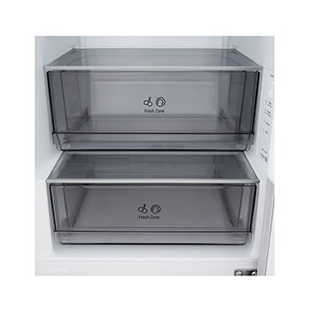 Vista frontal do frigorífico combinado LG (gbbsj10esw) a mostrar a ventilação DoorCooling+™