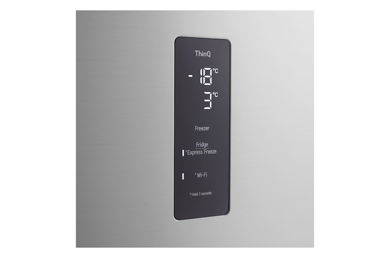 Painel de controlo tátil na porta do frigorífico
