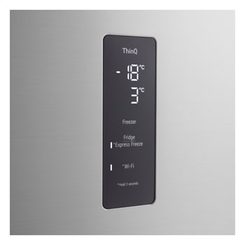 Painel de controlo tátil na porta do frigorífico