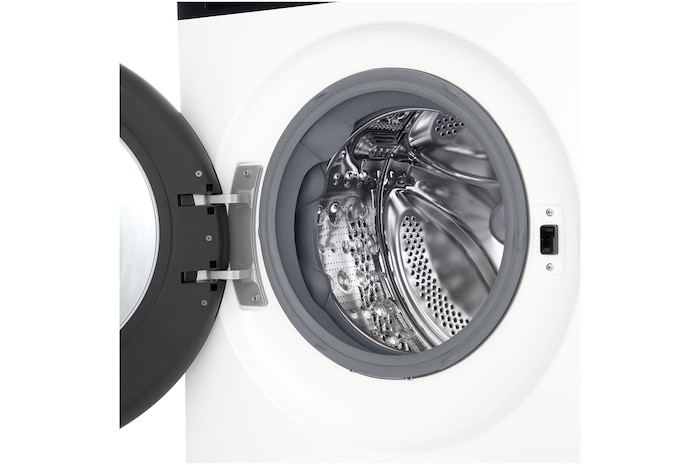 Vista detalhada do tambor em aço inoxidável