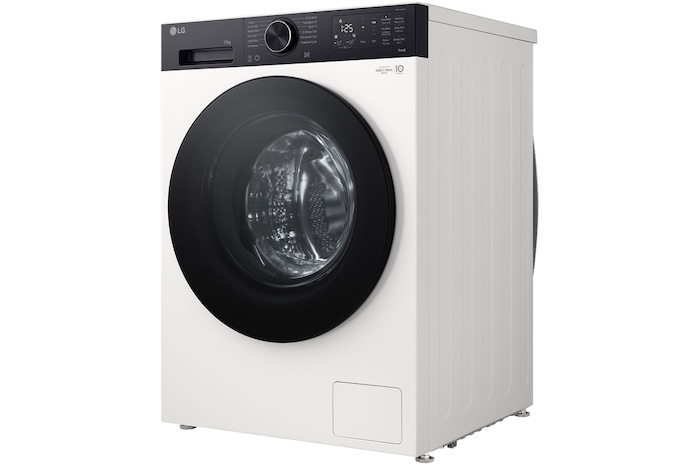 Perspetiva da esquerda da máquina de lavar roupa LG